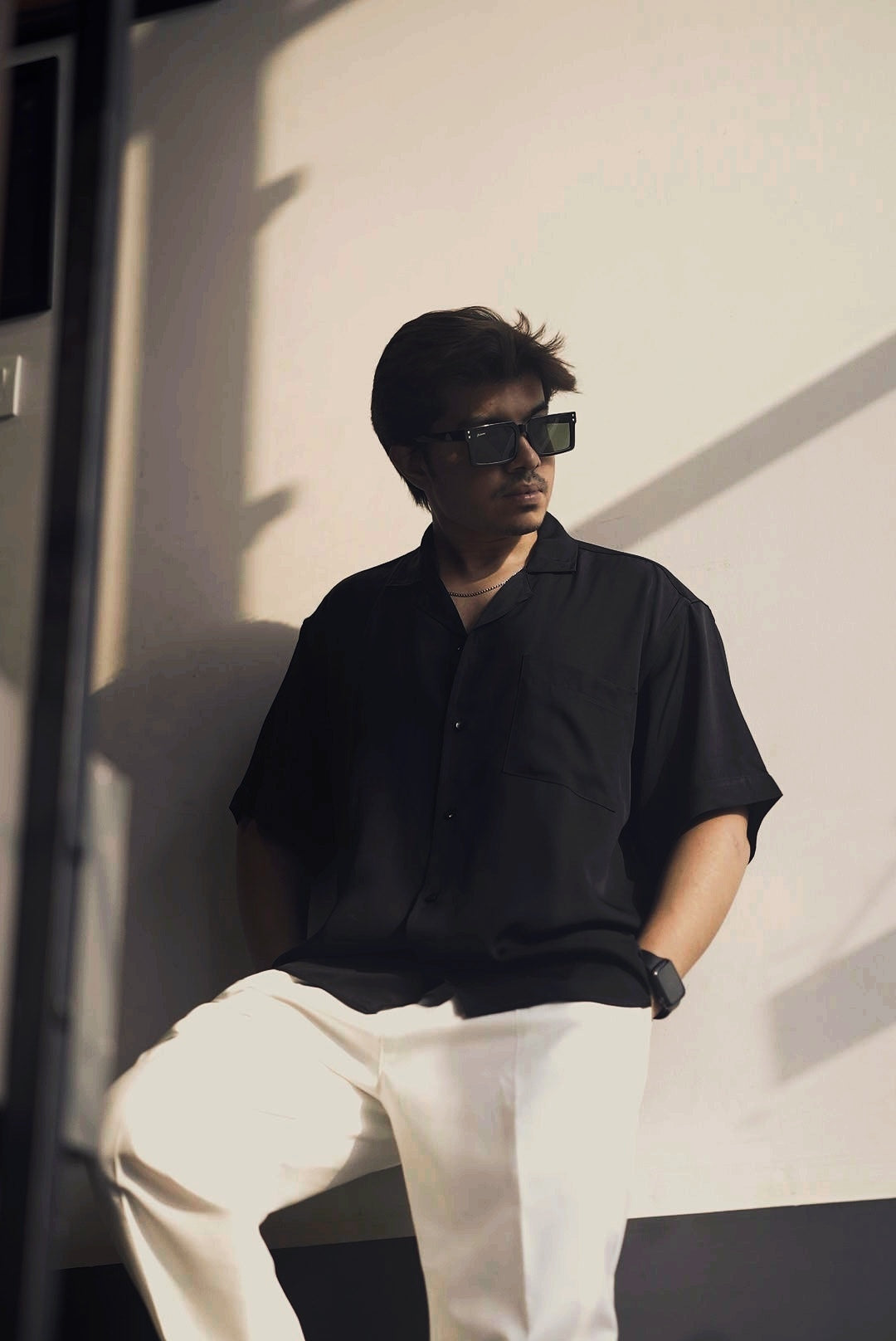styling of noir cuban shirt with white pant