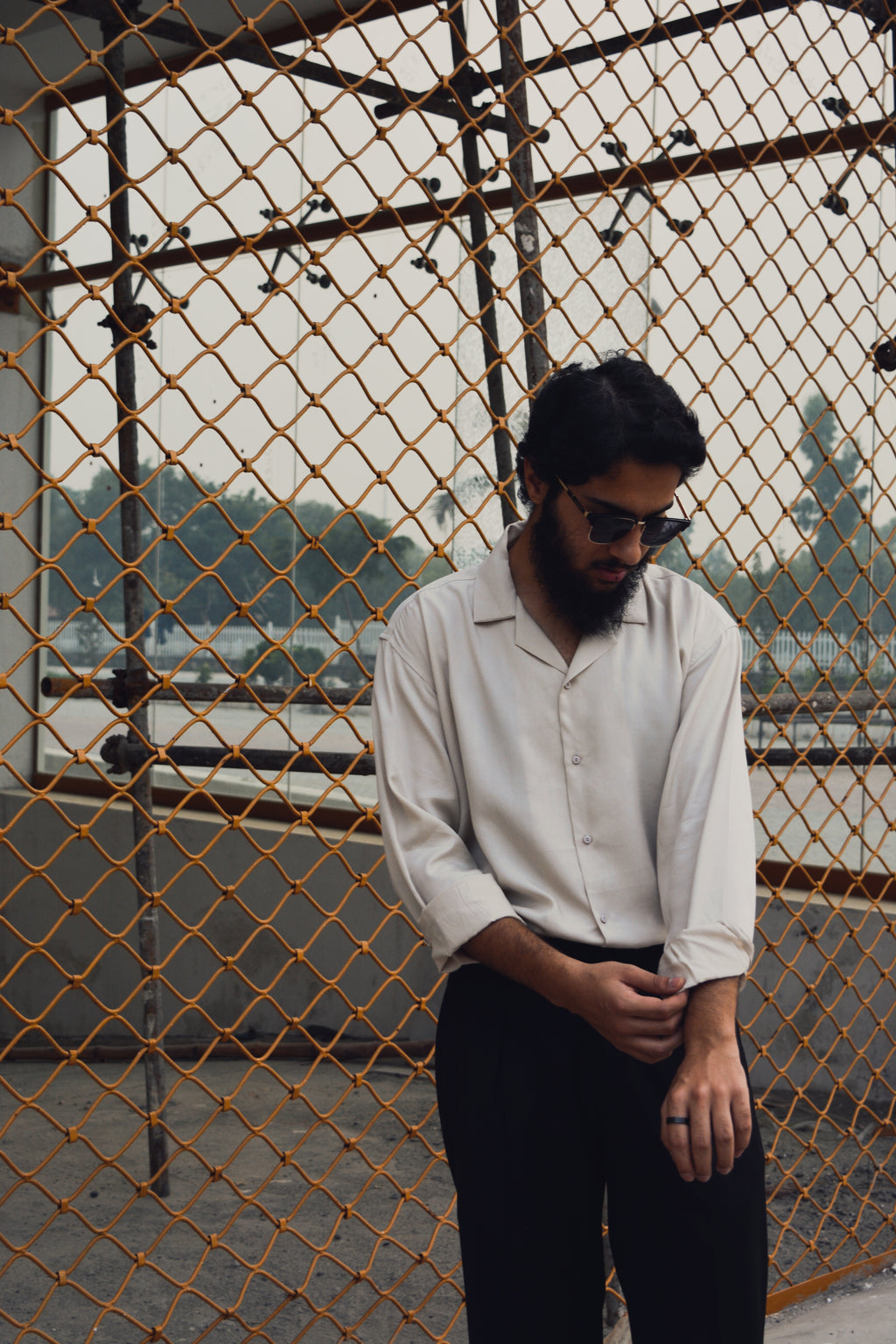 Sand cuban shirt made by smooth breathable fabric