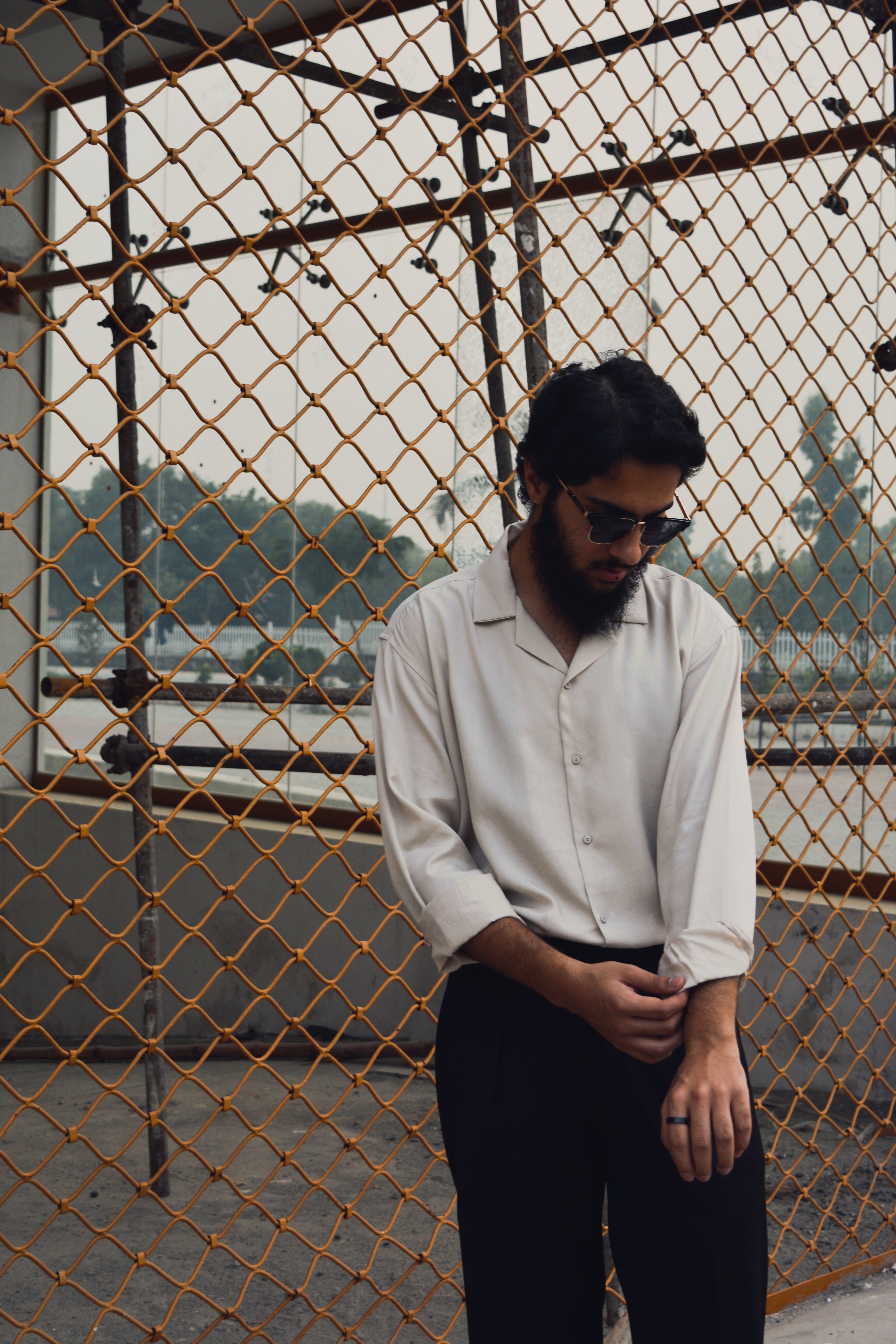 Sand cuban shirt made by smooth breathable fabric